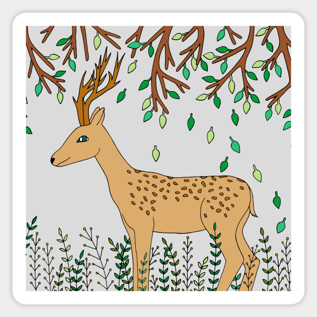 Forest Deer Sticker by HLeslie Design